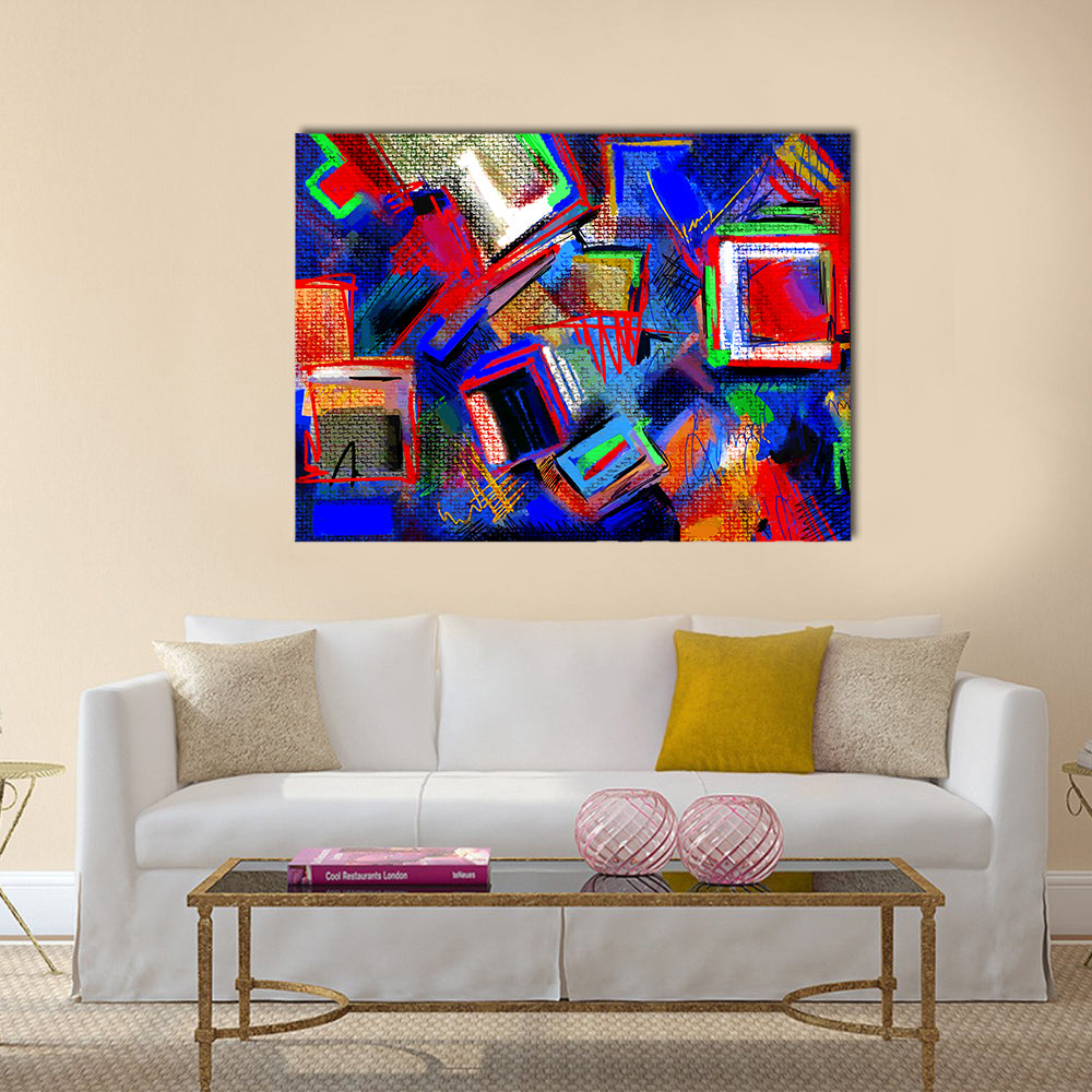 Hand-drawn Abstract Geometric Composition Canvas Wall Art