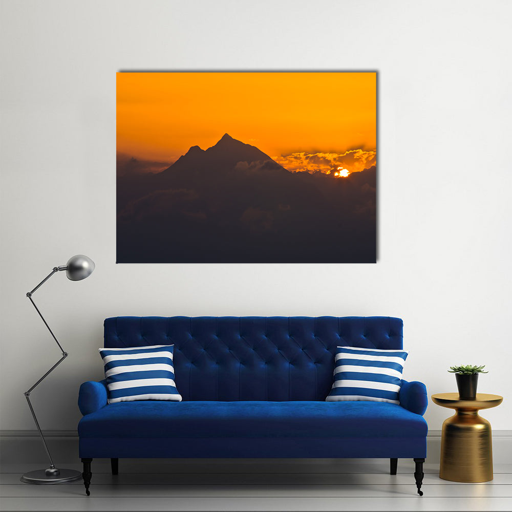 Sunrise At Holy Mountain Athos In Chalkidiki Greece Canvas Wall Art