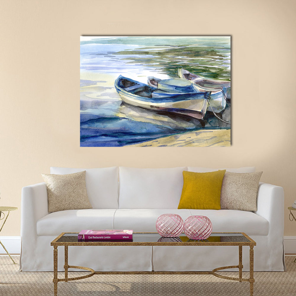 Seascape with Three Boats Canvas Wall Art