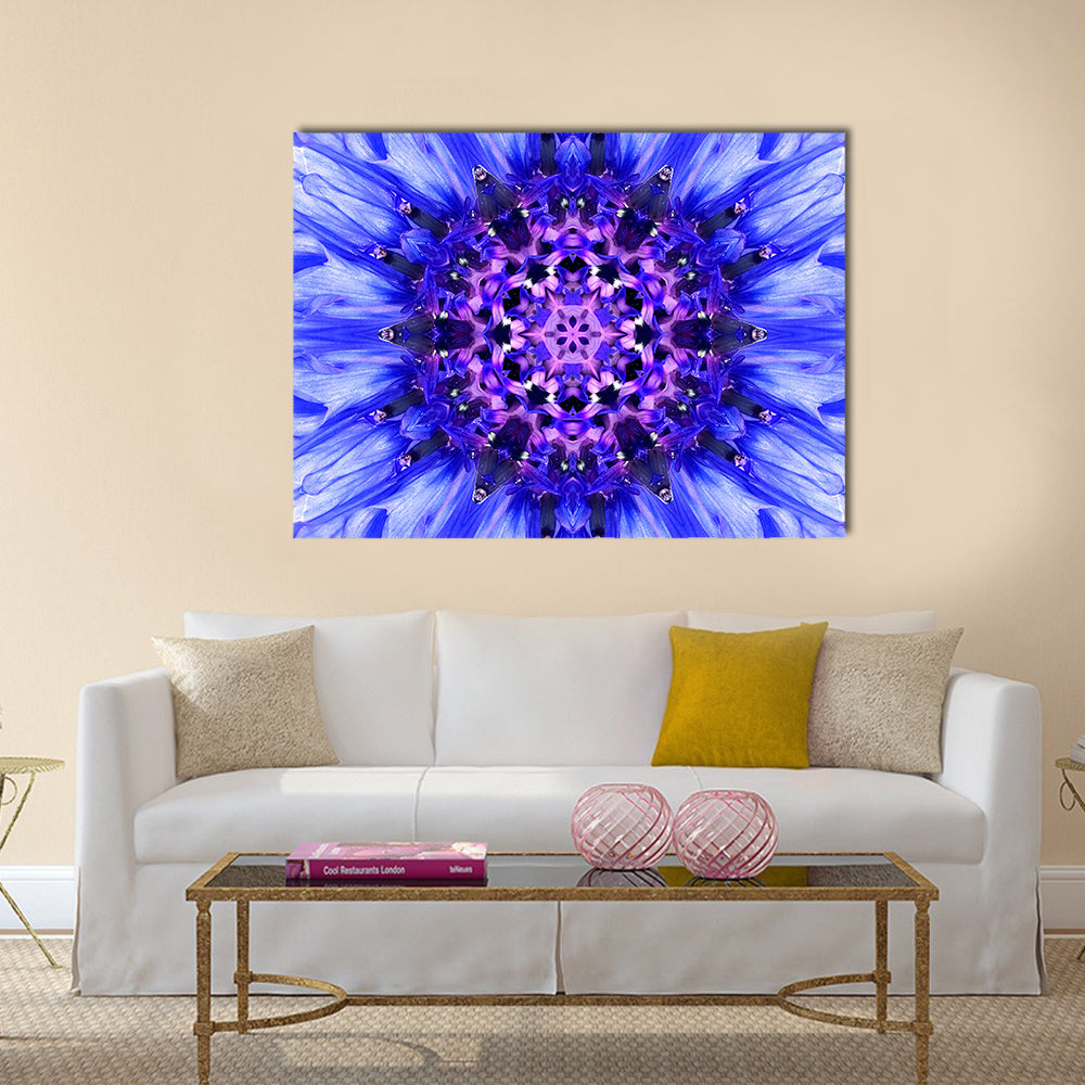 Blue Mandala Flower Canvas Wall Art