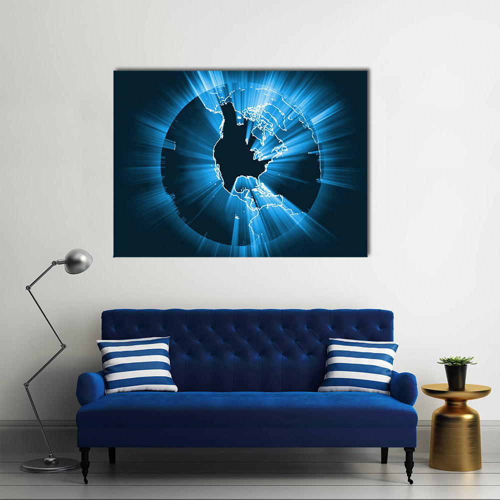 Glowing Coastline Starburst Light Flare Canvas Wall Art