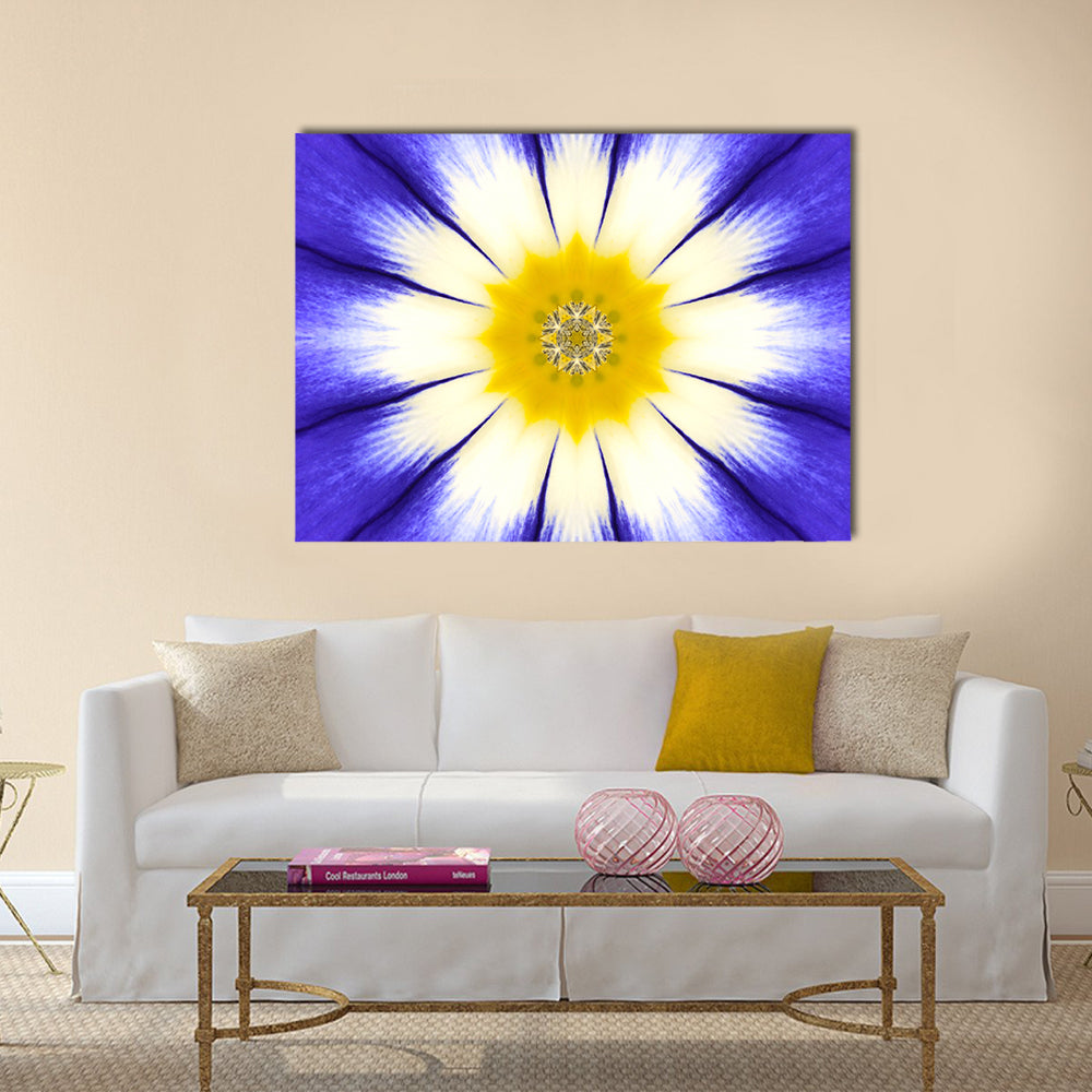 Kaleidoscope Blue Mandala Flower Canvas Wall Art