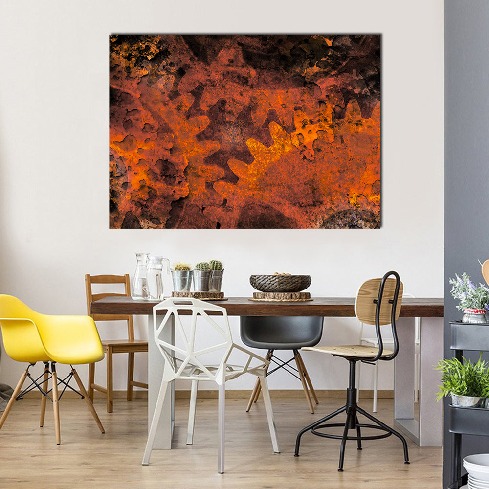 Rusted Gears and Cogs Canvas Wall Art