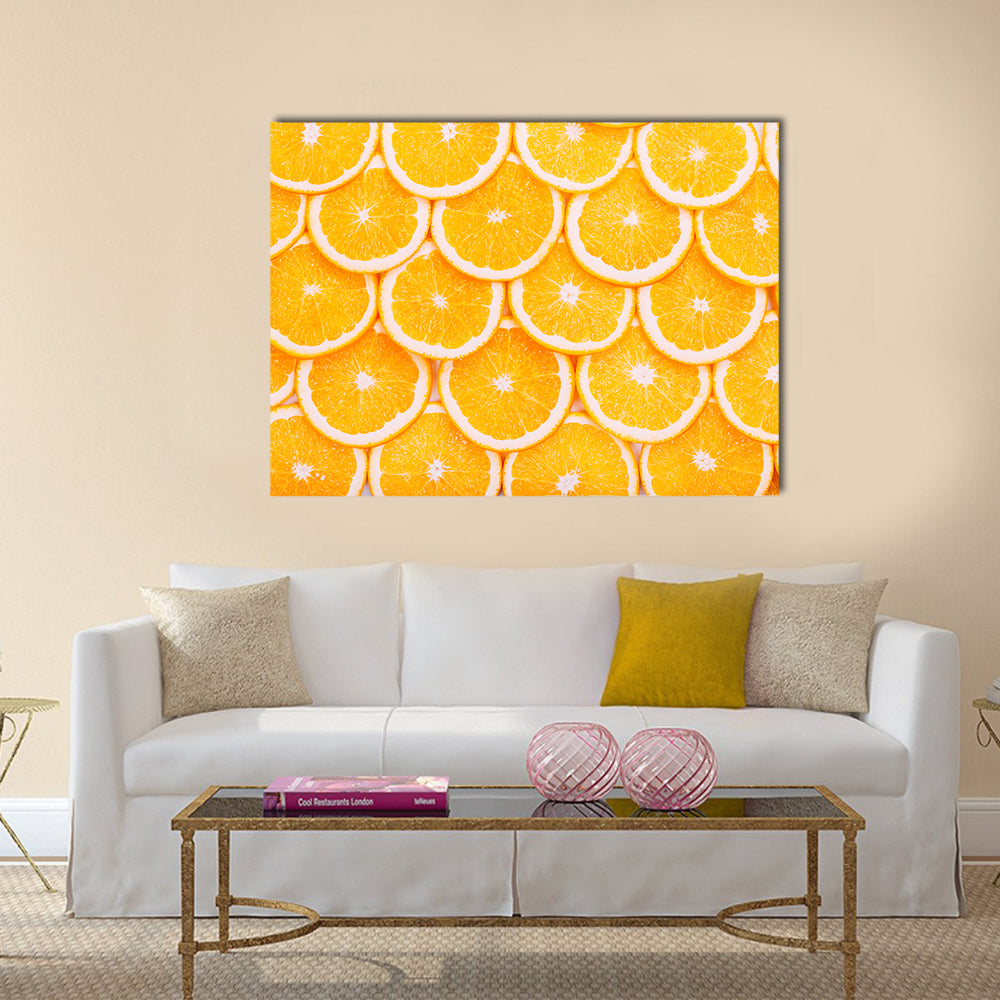 Fresh Orange Slices Pattern Canvas Wall Art