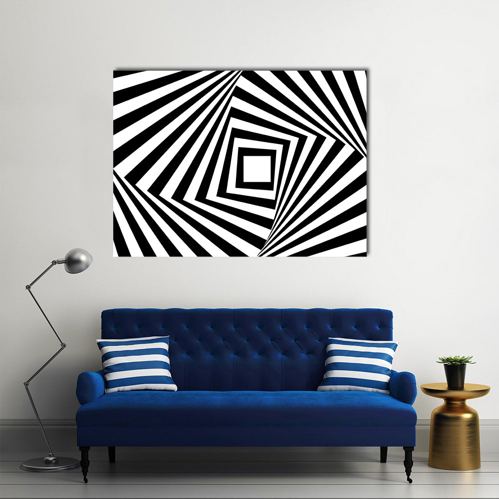 Black and White Concentric Squares Canvas Wall Art