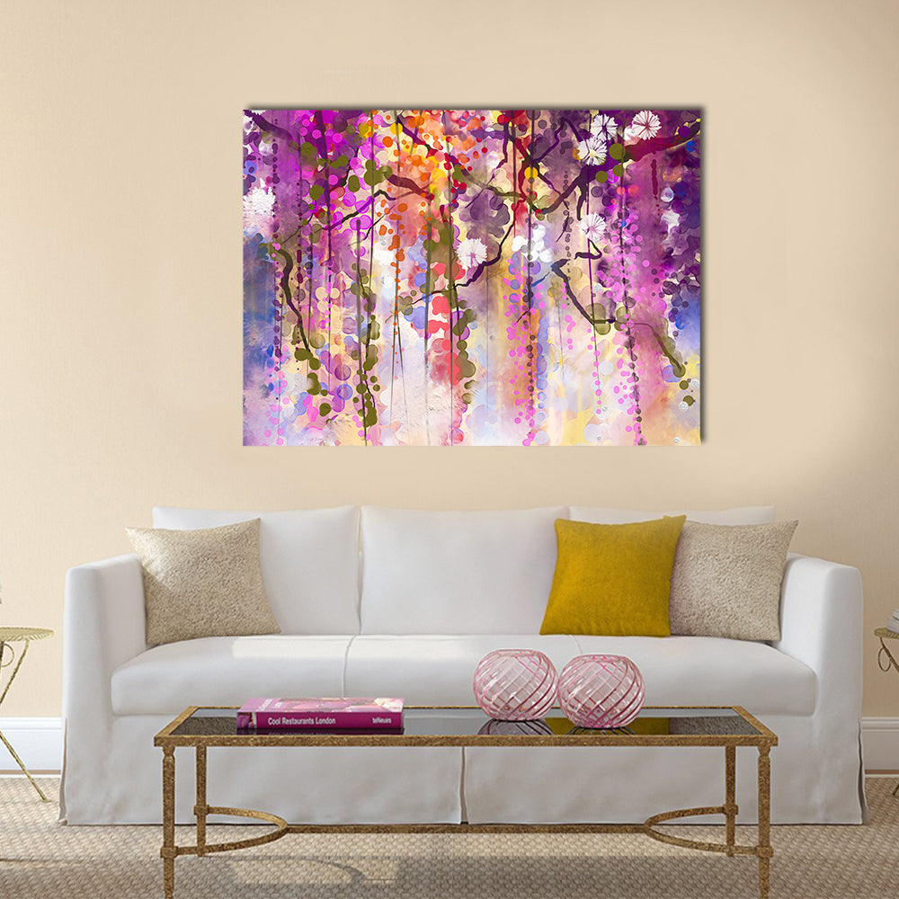 Spring Purple Wisteria Blossoms Canvas Wall Art