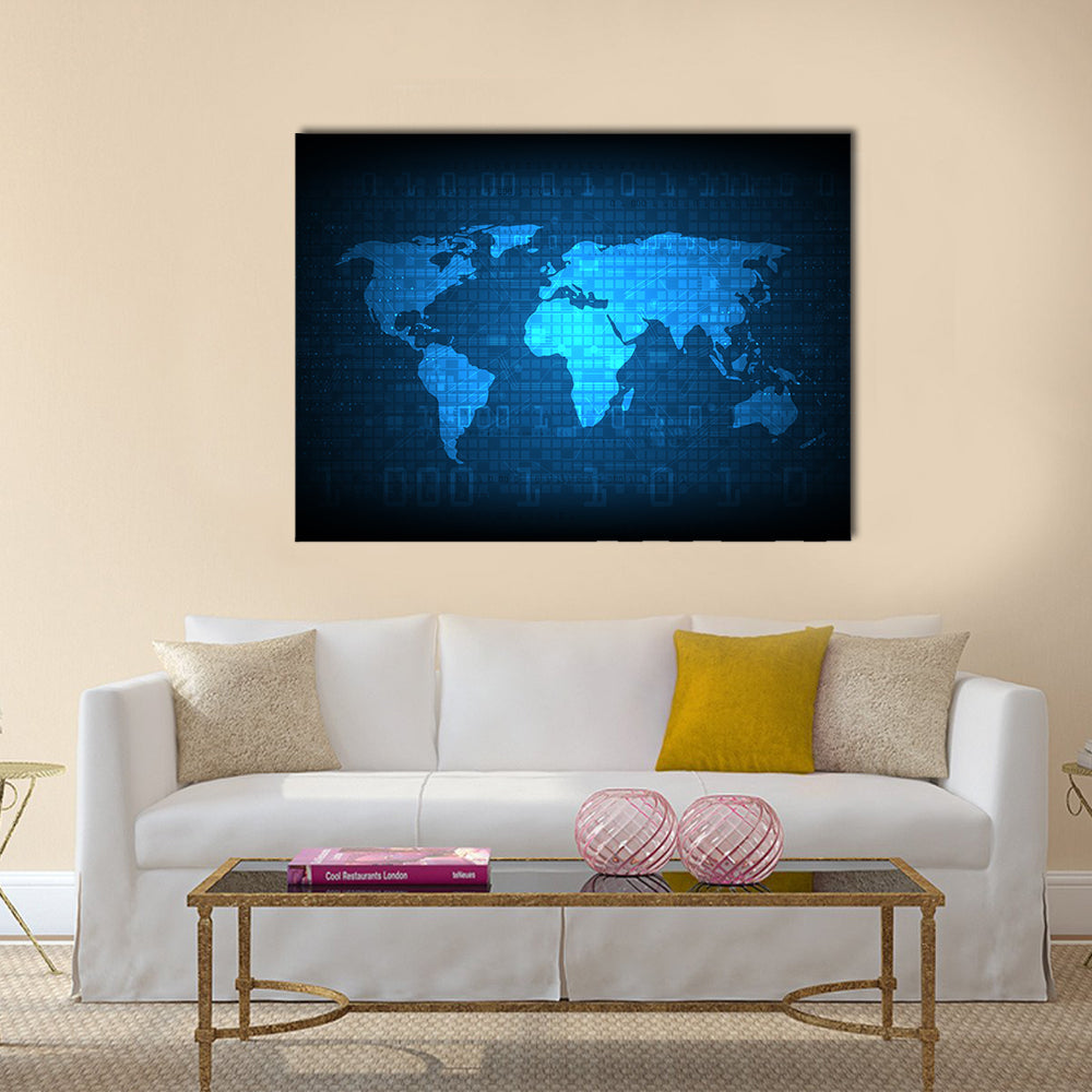 Digital Globe World Map Canvas Wall Art