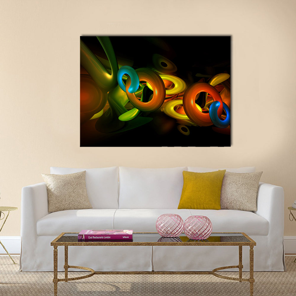 3D Colorful Shapes Abstract Canvas Wall Art