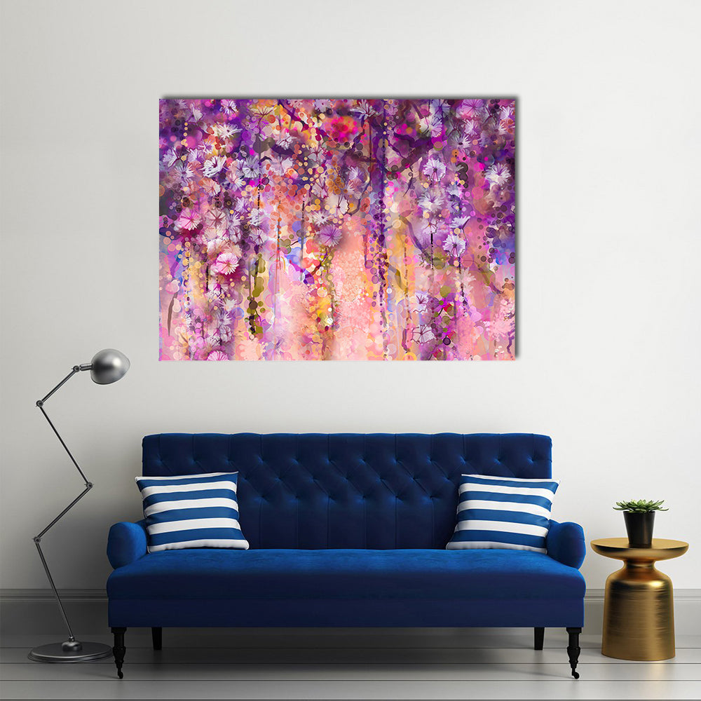 Wisteria Blossoms in Purple and Pink Canvas Wall Art