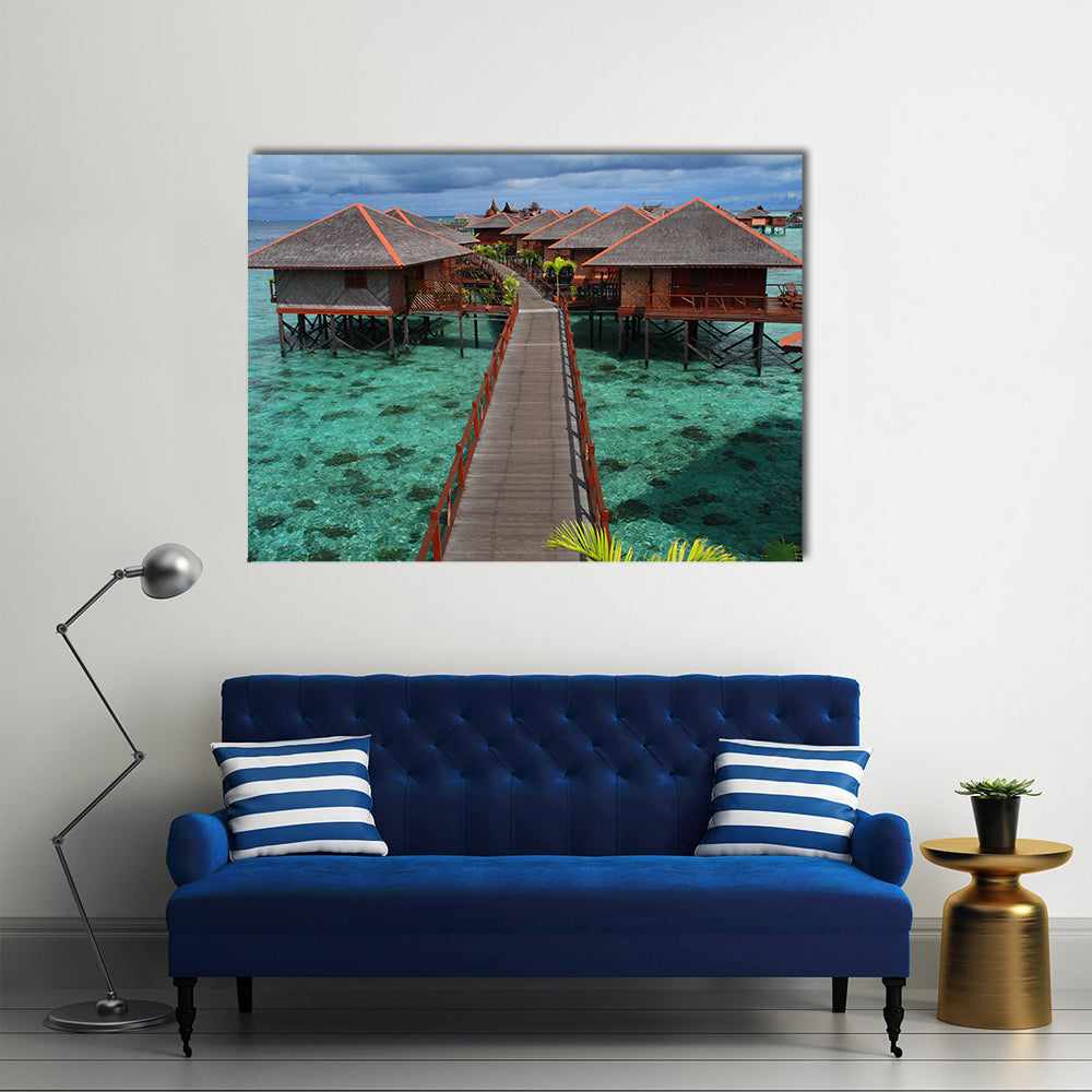 Mabul Island Overwater Bungalows Canvas Wall Art