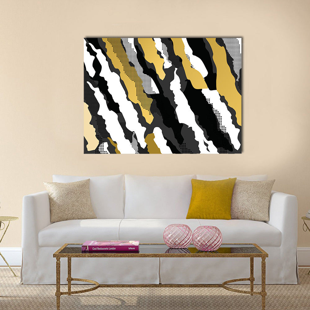 Golden Abstract Camouflage Pattern Canvas Wall Art