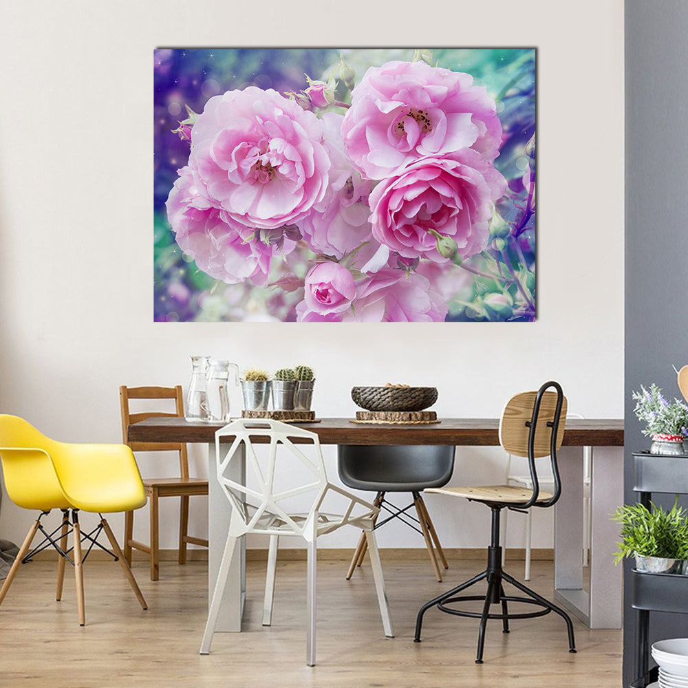 Romantic Pink Roses Close-up Canvas Wall Art