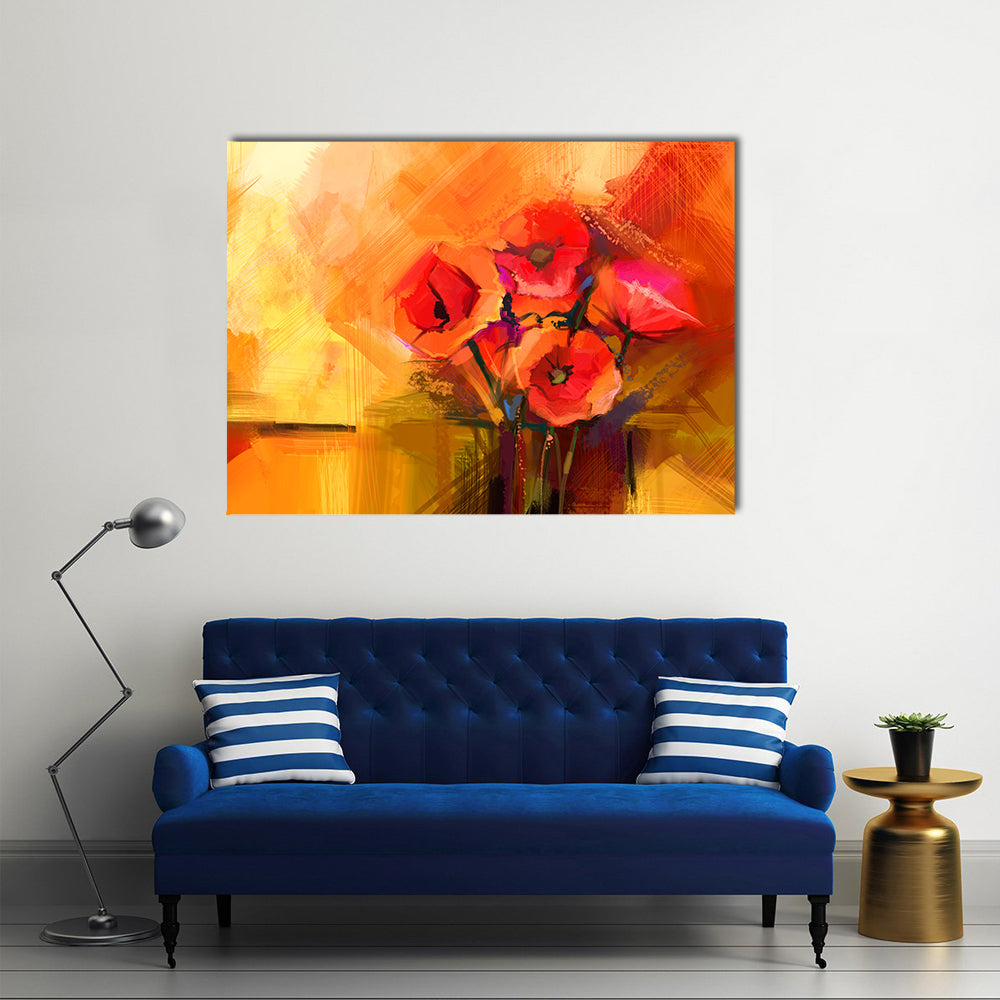 Abstract Red Poppy Bouquet Canvas Wall Art