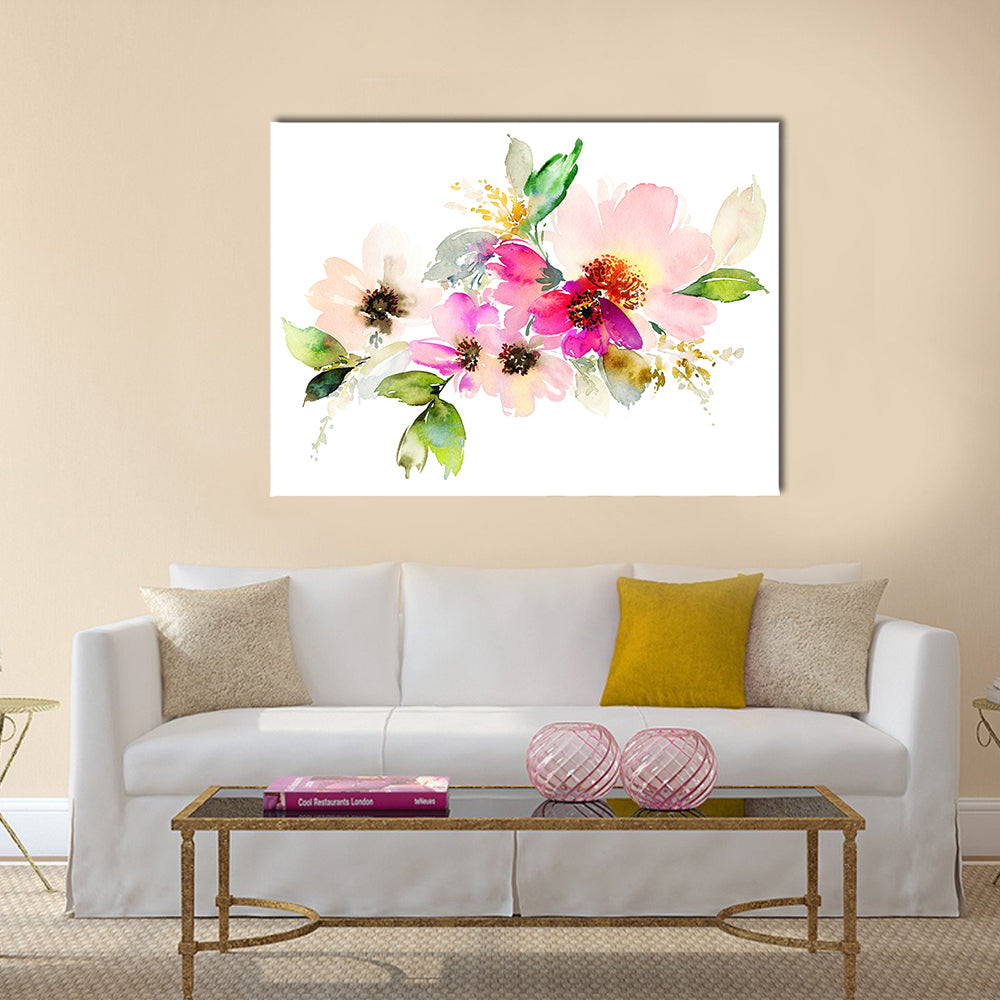 Delicate Watercolor Floral Bouquet Canvas Wall Art