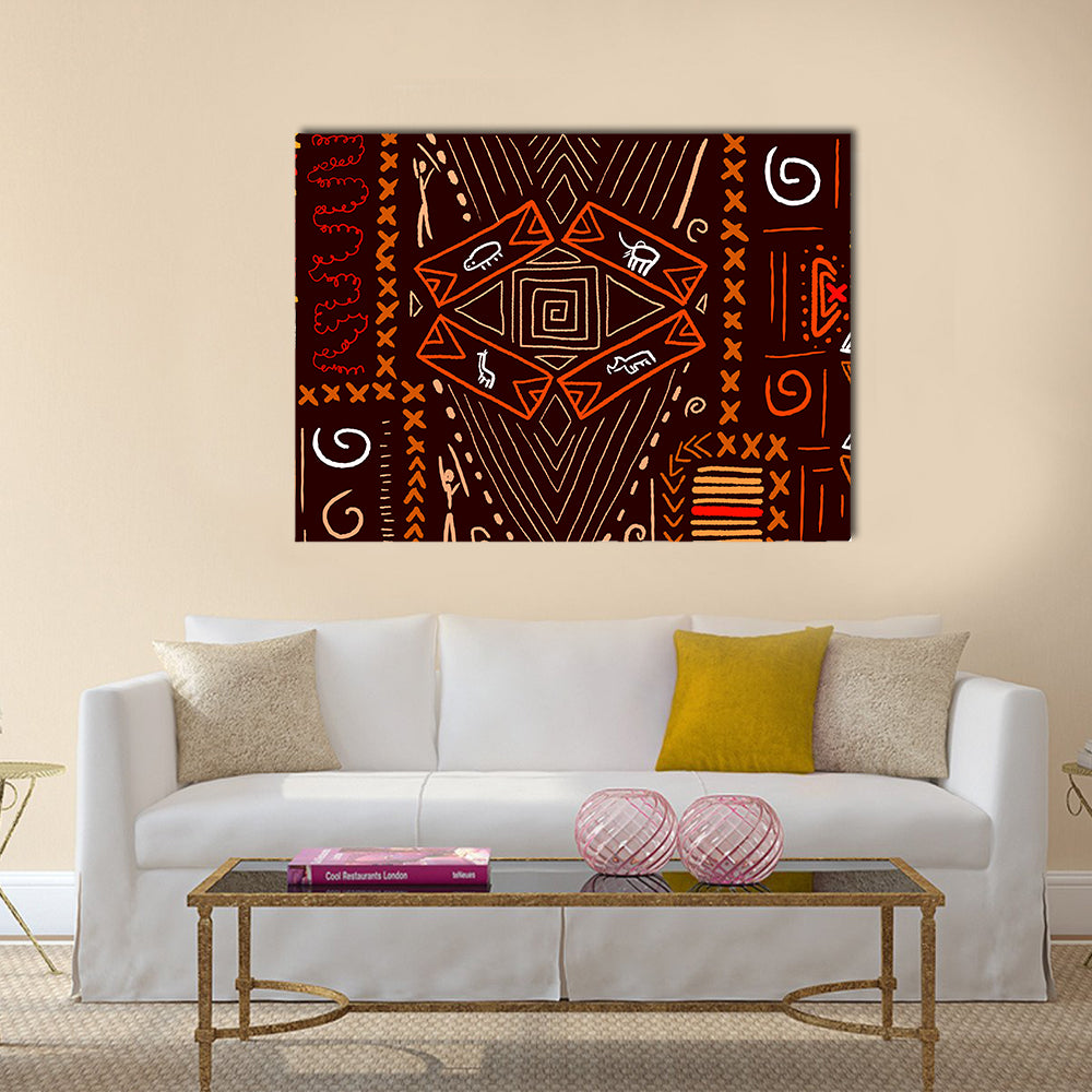 African Aboriginal Tribal Design Canvas Wall Art