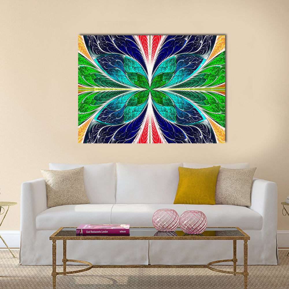 Stained Glass Fractal Butterfly Canvas Wall Art