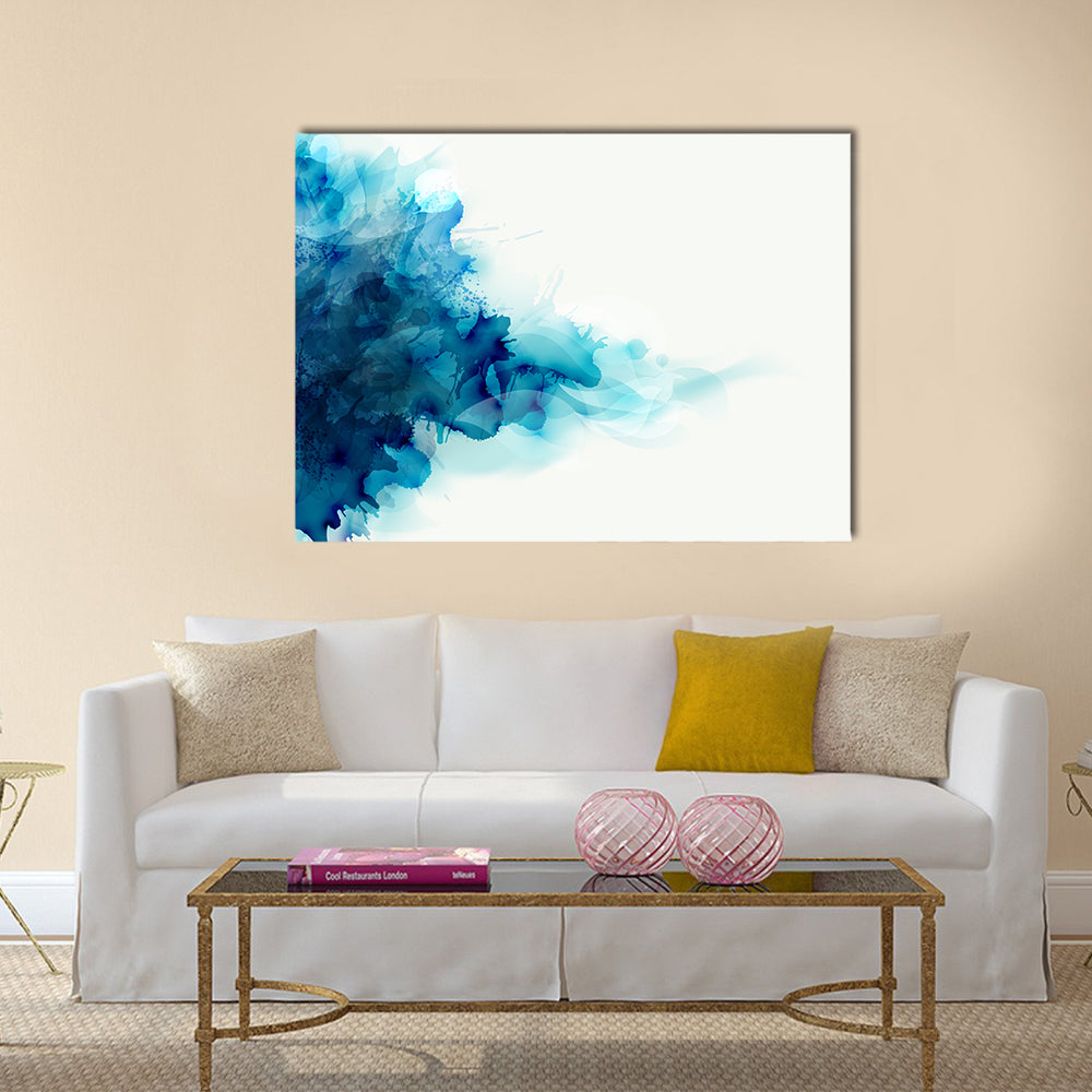 Blue Watercolor Ink Blot Canvas Wall Art