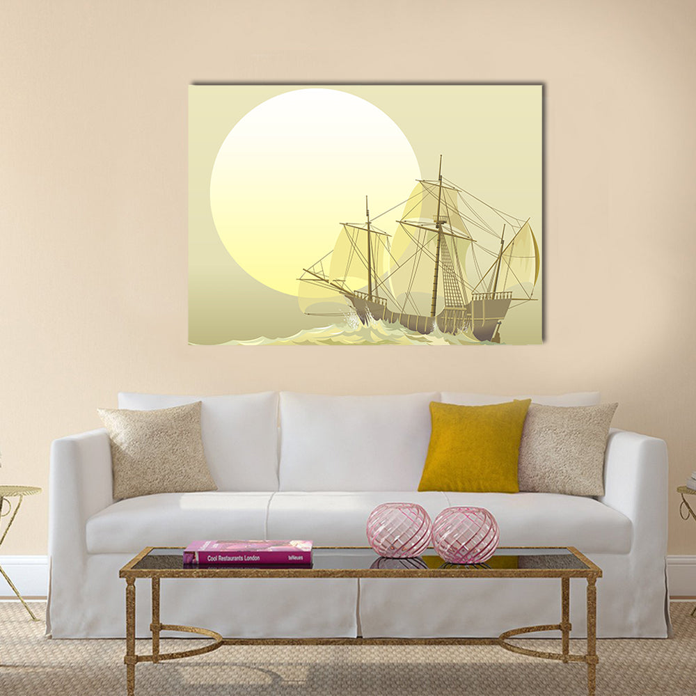 Santa Maria Caravel at Sunset Canvas Wall Art