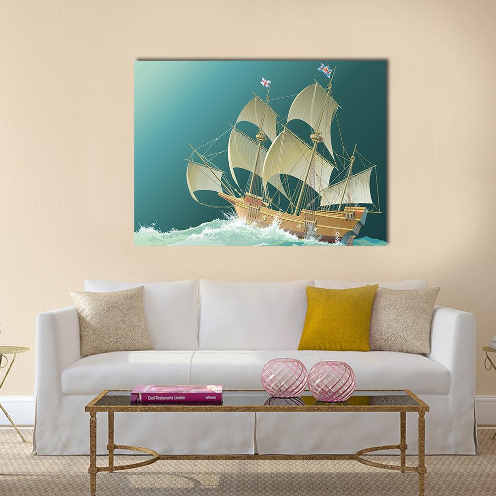 Galleon Mayflower in Heavy Sea Canvas Wall Art