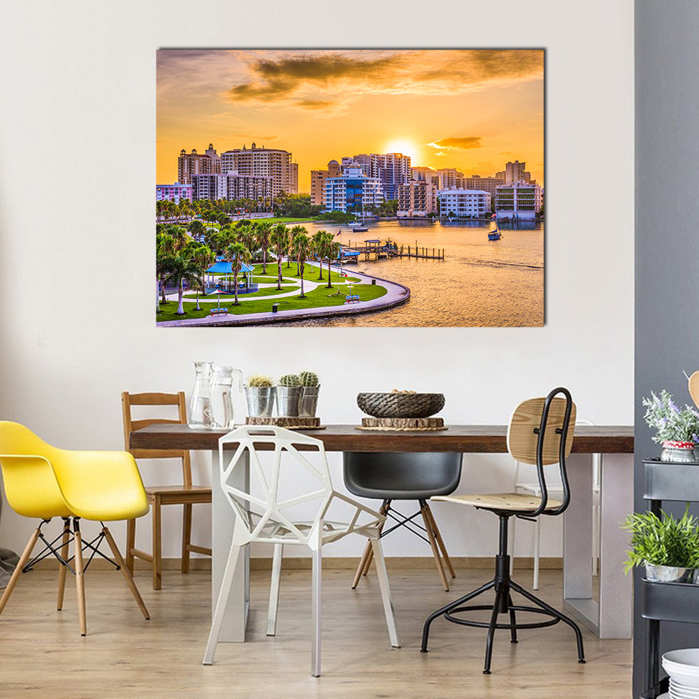 Sarasota Downtown Skyline at Golden Hour Canvas Wall Art