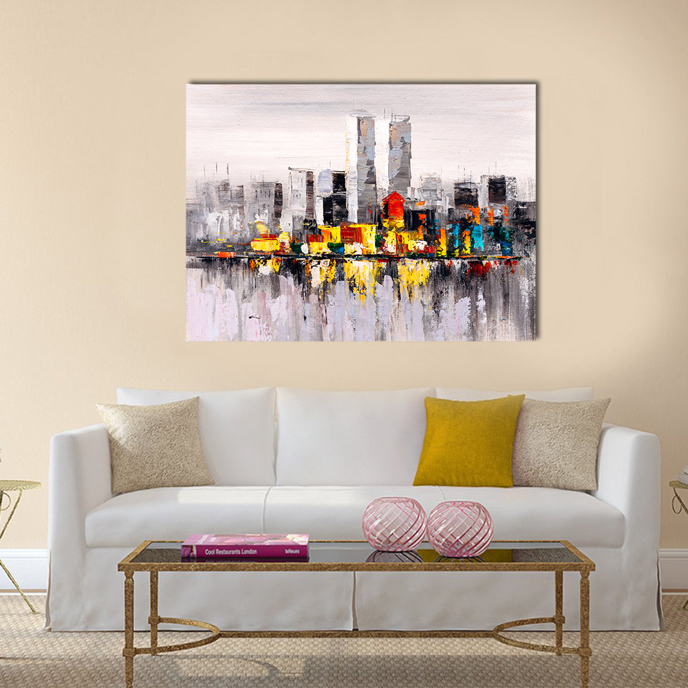 Abstract New York City Skyline with Reflection Canvas Wall Art