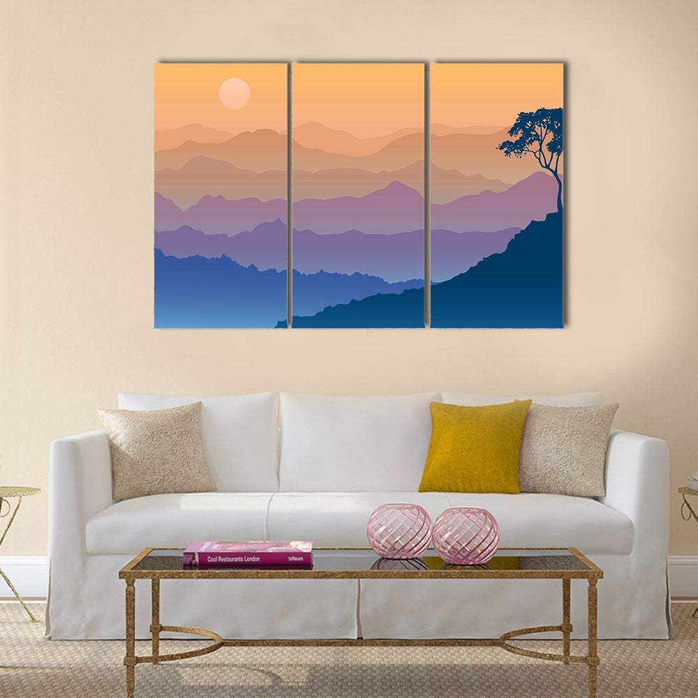 Sunrise Over Layered Mountain Ranges Canvas Wall Art