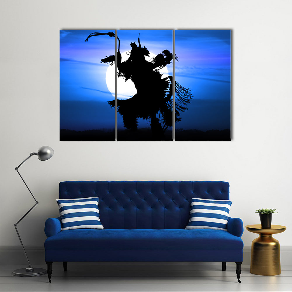Native American Dancer Silhouette Canvas Wall Art