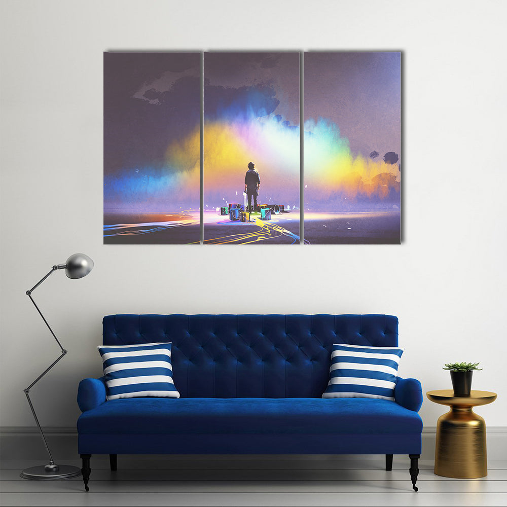 Creative Mind Silhouette with Color Explosion Canvas Wall Art