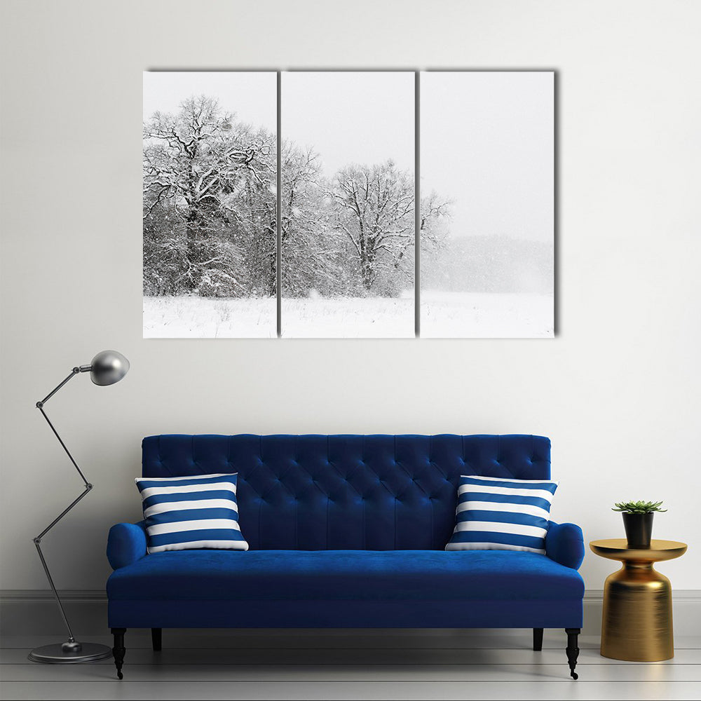 Minimalist Snowy Trees Canvas Wall Art