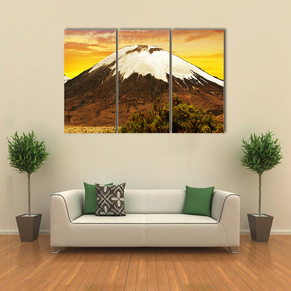 Volcano Parinacota At Sunset In Chile Canvas Wall Art