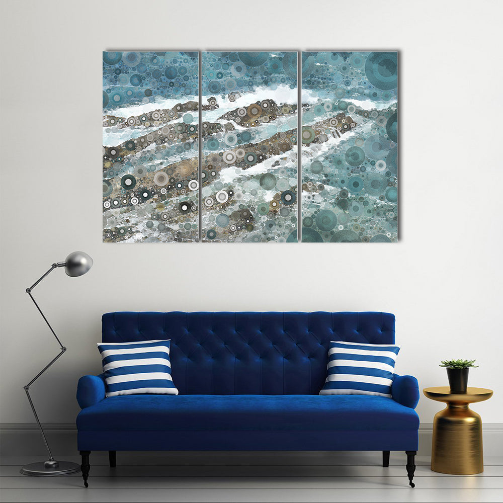 Mosaic Ocean Wave Texture Canvas Wall Art