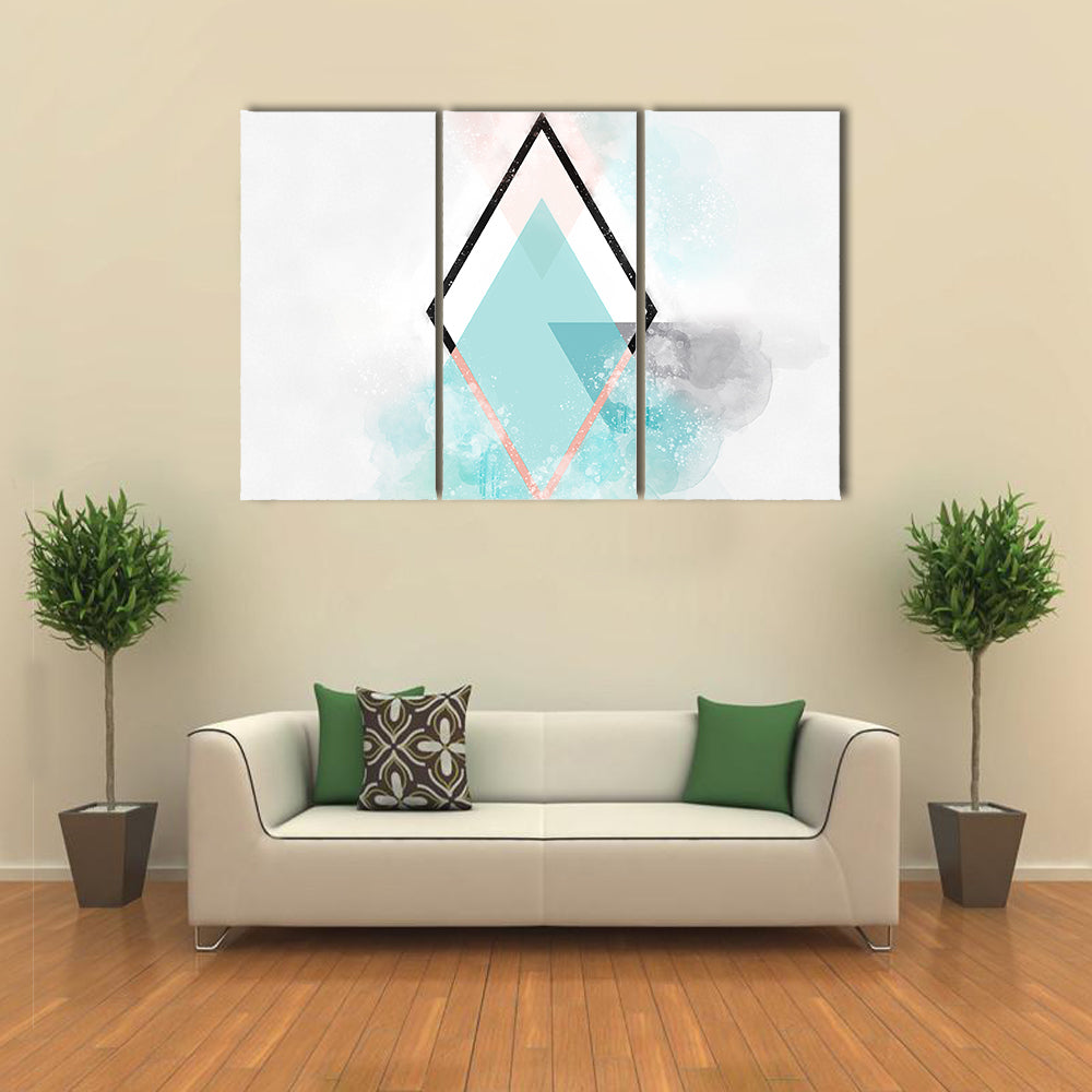 Scandinavian Teal Diamond Abstract Canvas Wall Art