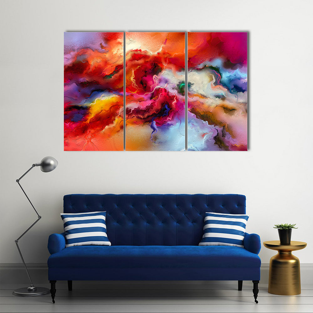 Colorful Hand Drawn Brush Stroke Abstract Canvas Wall Art