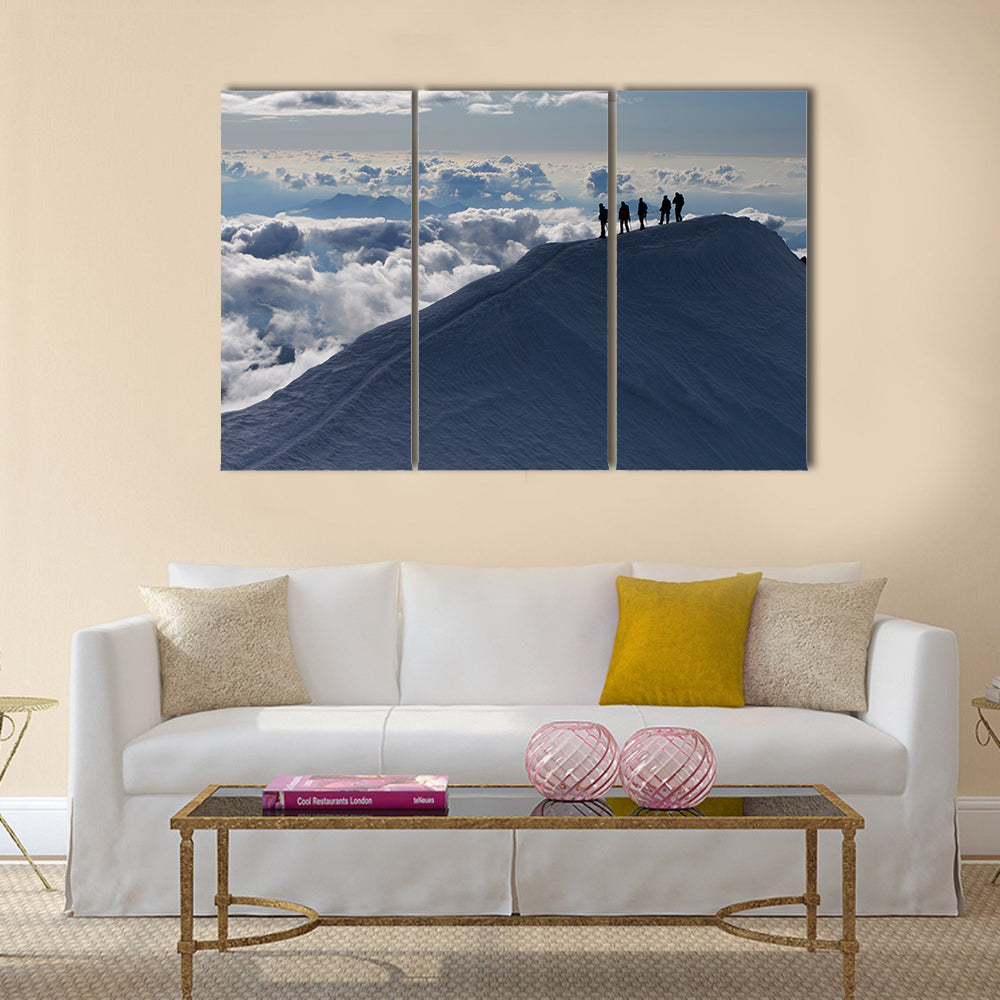 Climbers On Mountain Top Canvas Wall Art