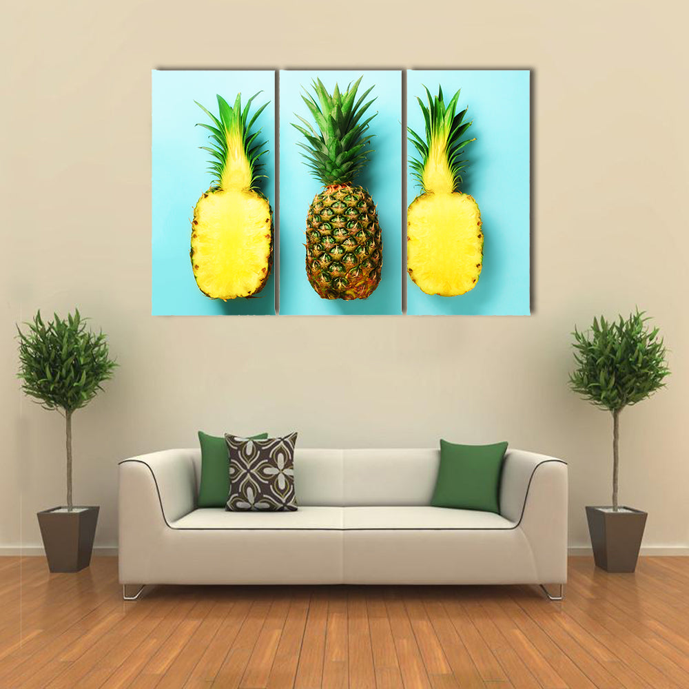 Three Pineapples in a Row Canvas Wall Art