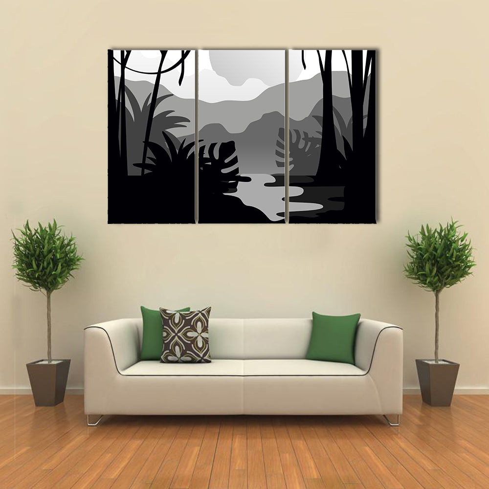 Tropical Forest Silhouette Canvas Wall Art