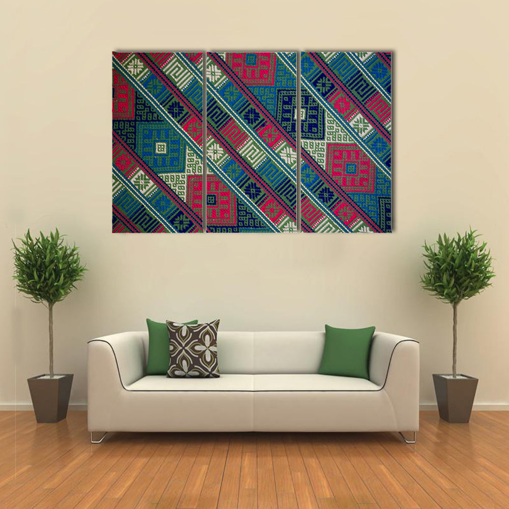 Bhutan Handwoven Textile Texture Canvas Wall Art