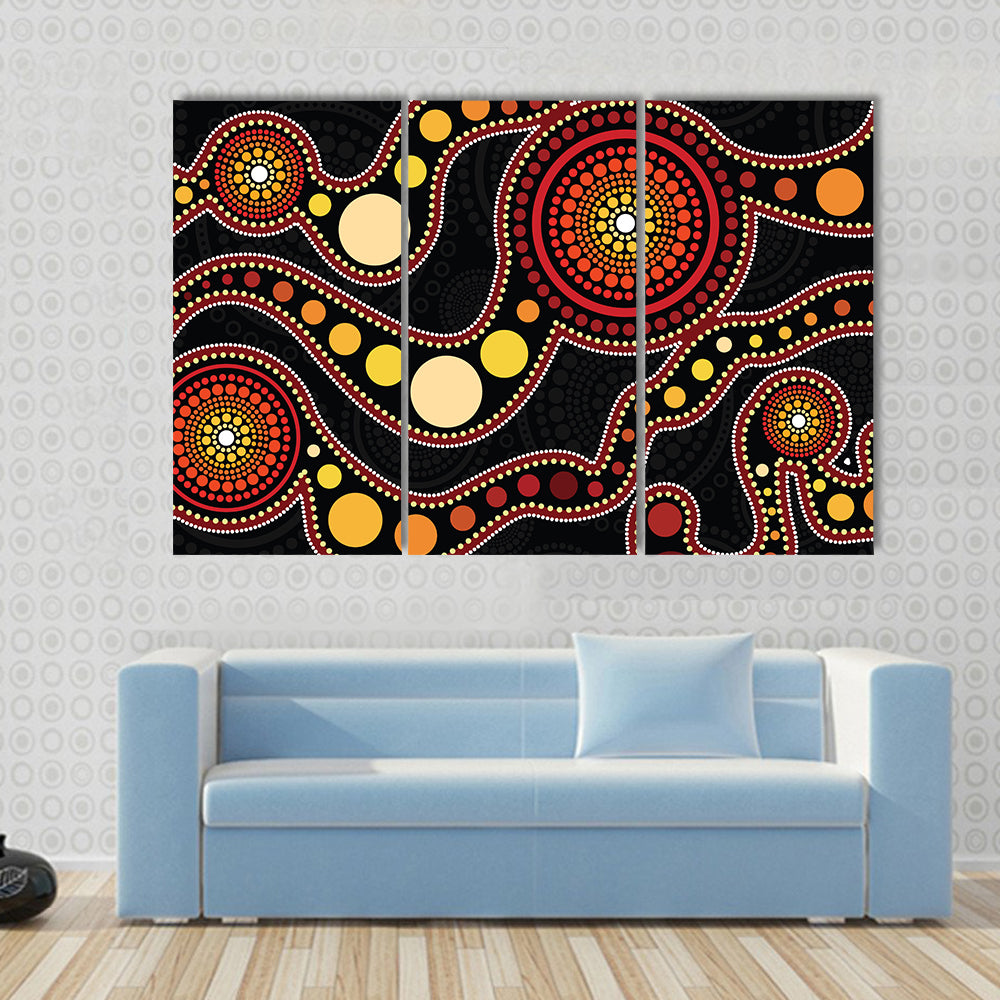 Connection Concept Aboriginal Dot Painting Canvas Wall Art