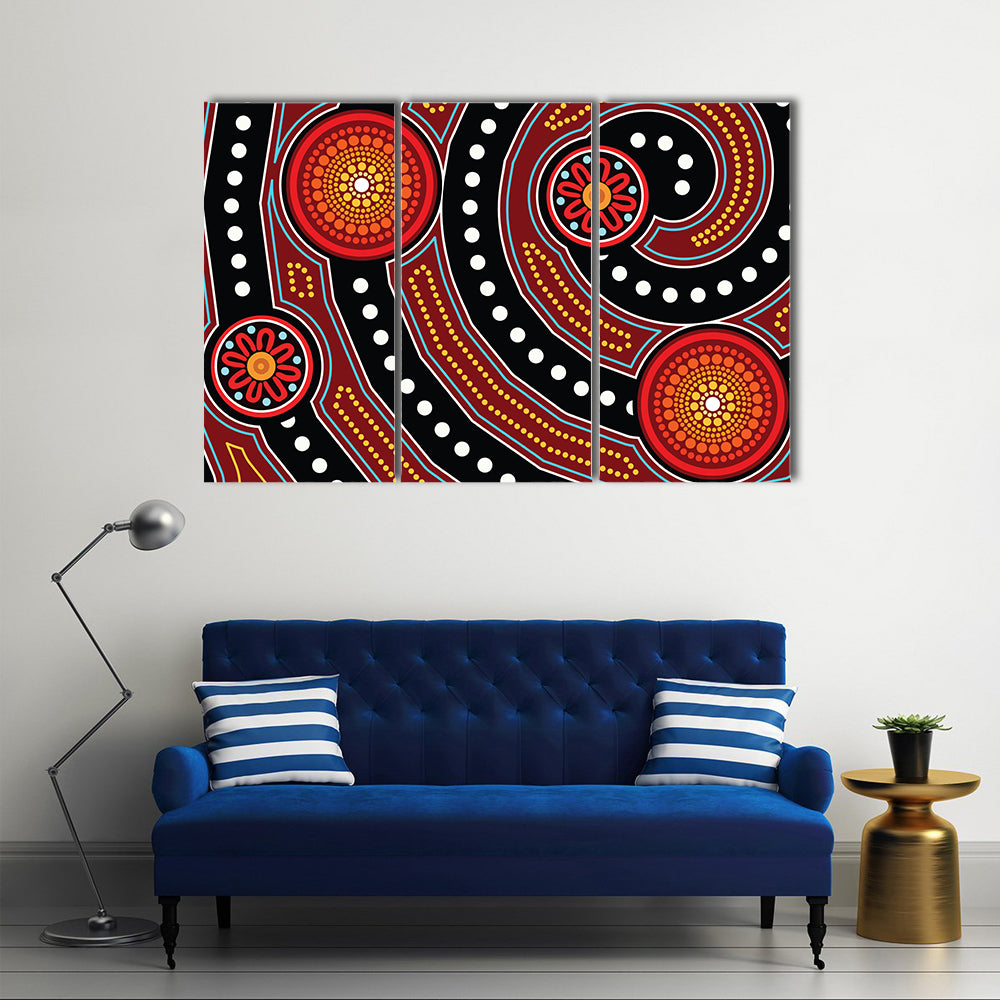 Aboriginal Dot Painting Motifs Canvas Wall Art
