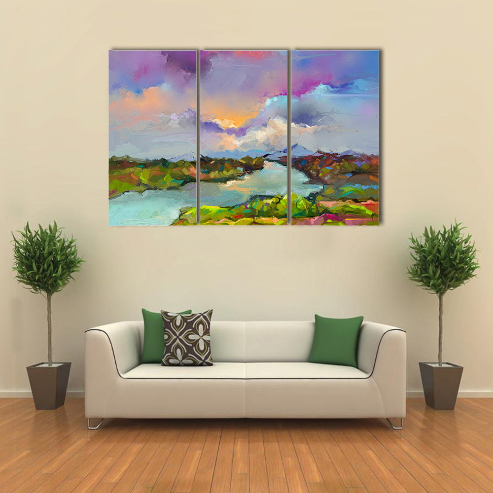 Semi-abstract River Landscape Canvas Wall Art