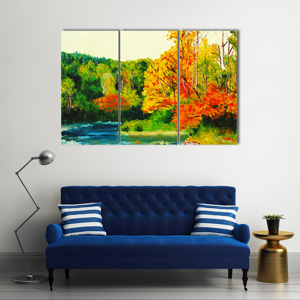 Maple River in Autumn Canvas Wall Art