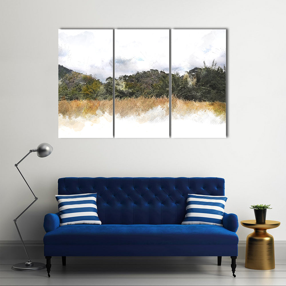 Watercolor Mountain Silhouette Canvas Wall Art