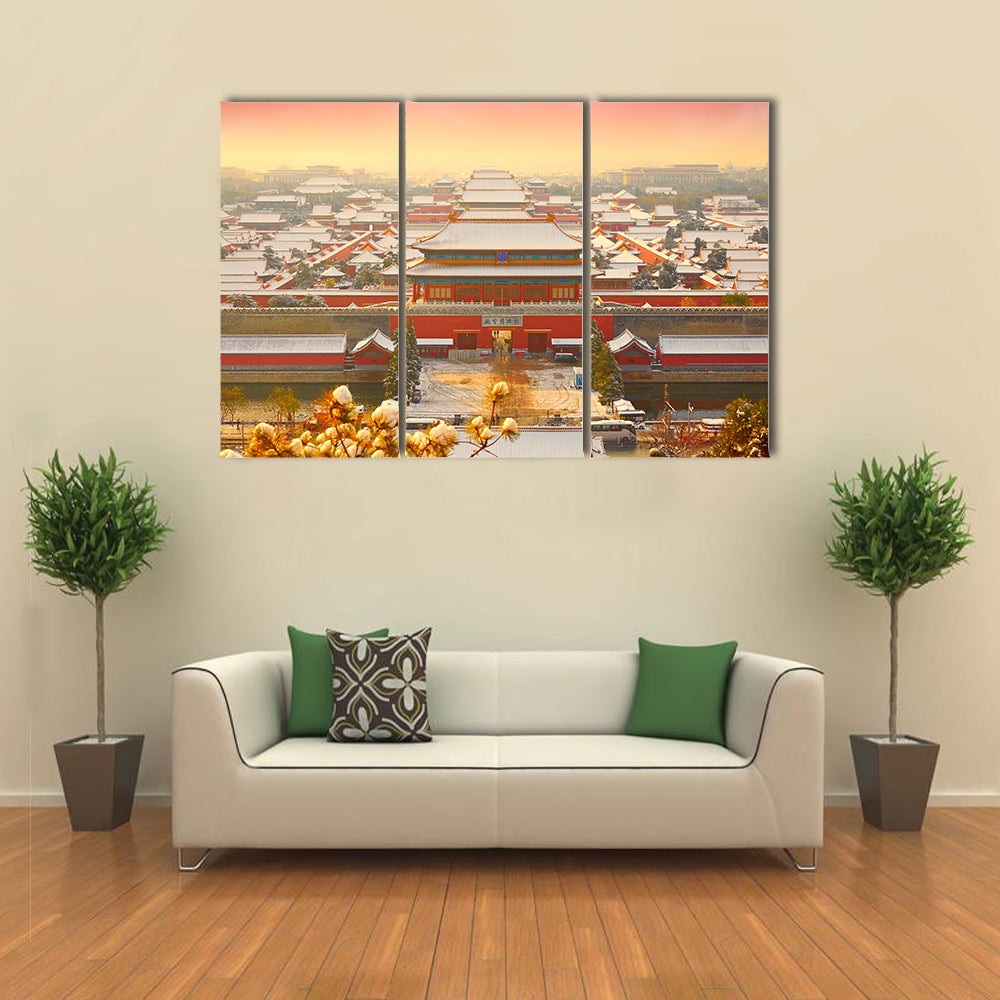 Forbidden City Snow at Sunset Canvas Wall Art