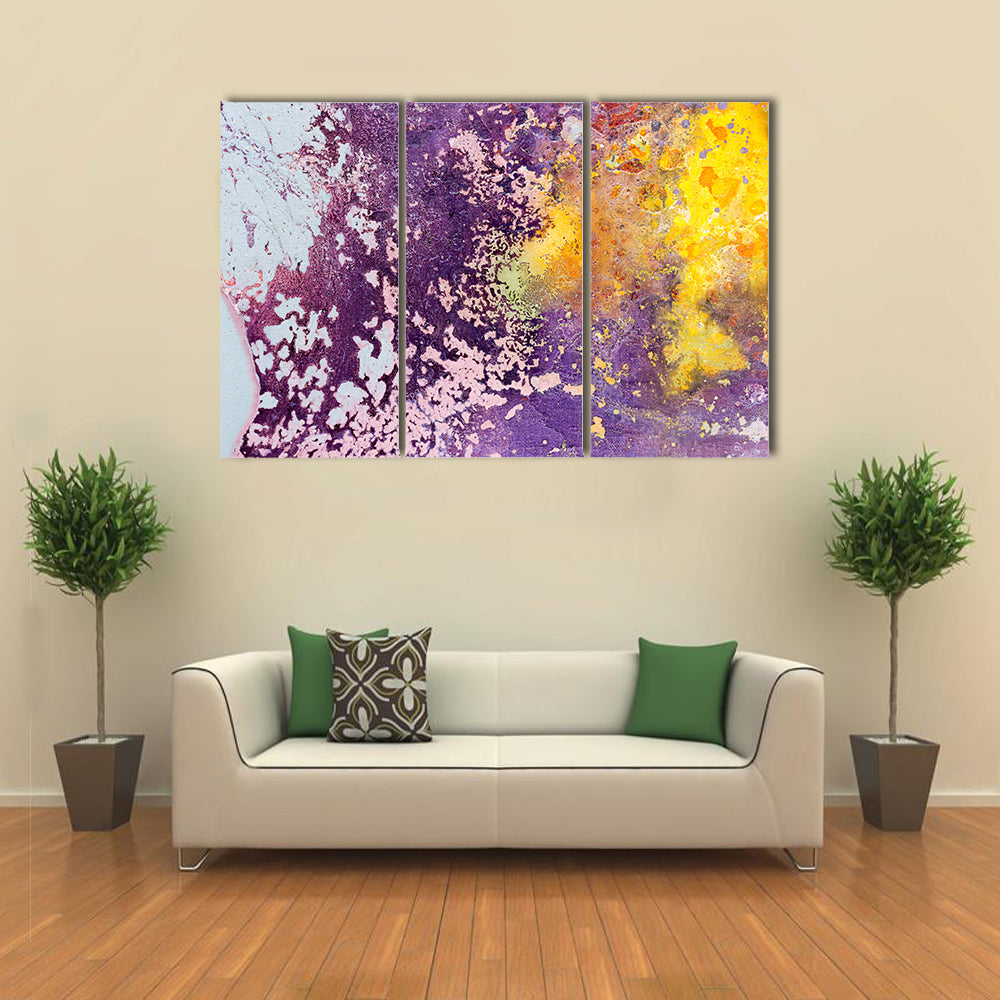 Purple and Yellow Abstract Texture Canvas Wall Art