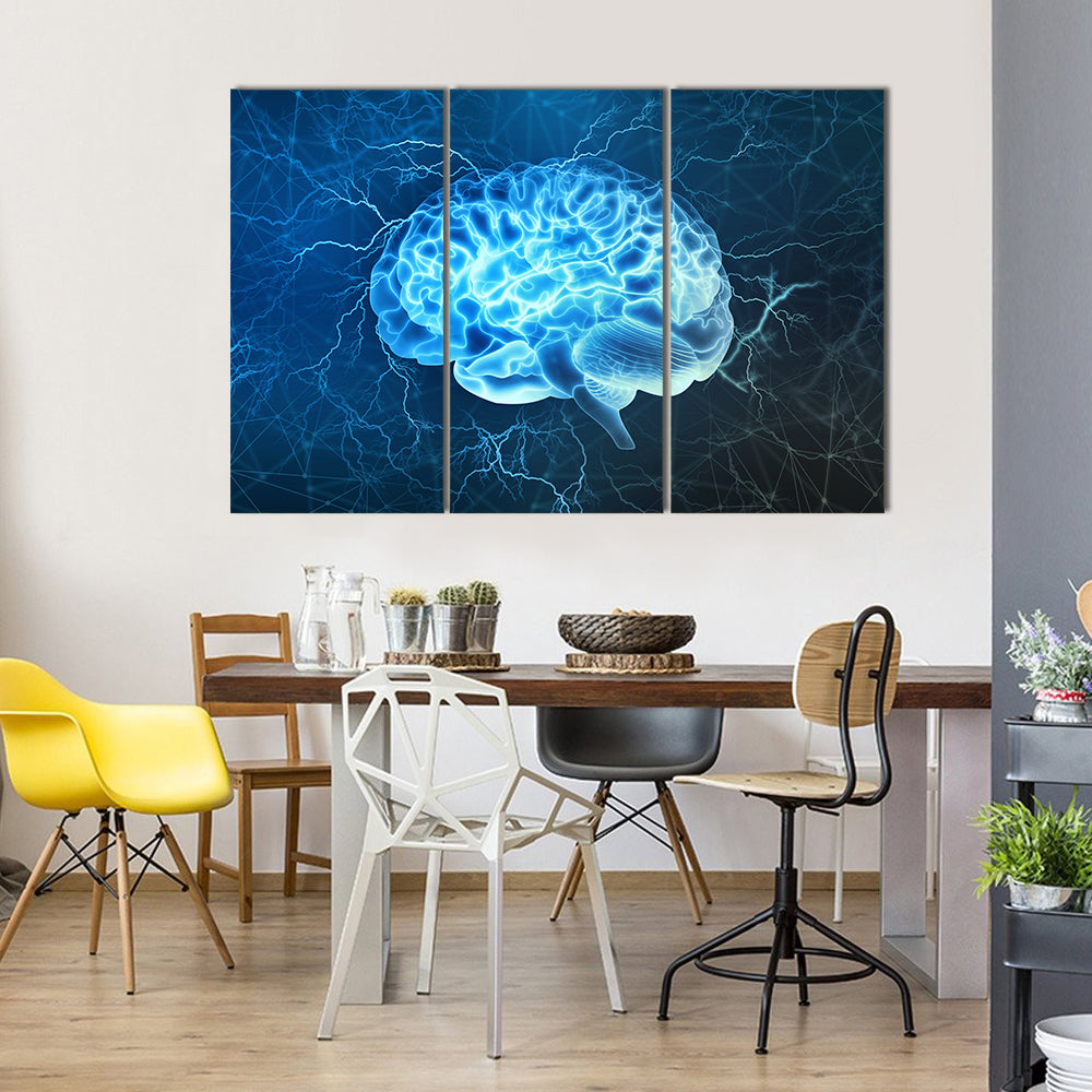 Human Brain Electrical Activity Canvas Wall Art