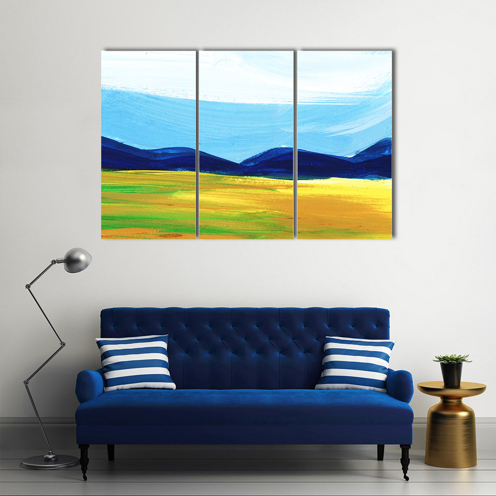 Scenic Mountains Field Artwork Canvas Wall Art