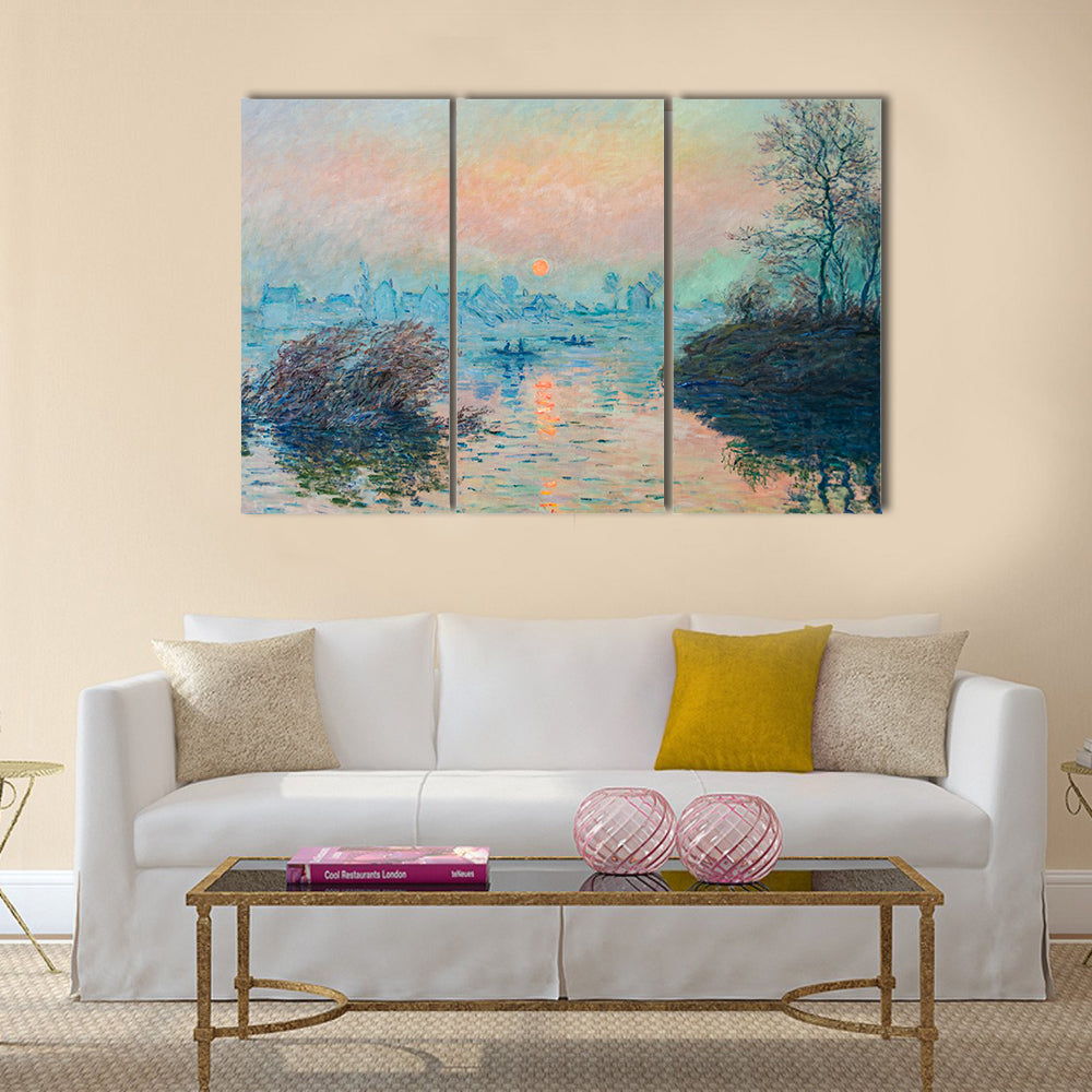 Claude Monet Sunrise Over River Canvas Wall Art
