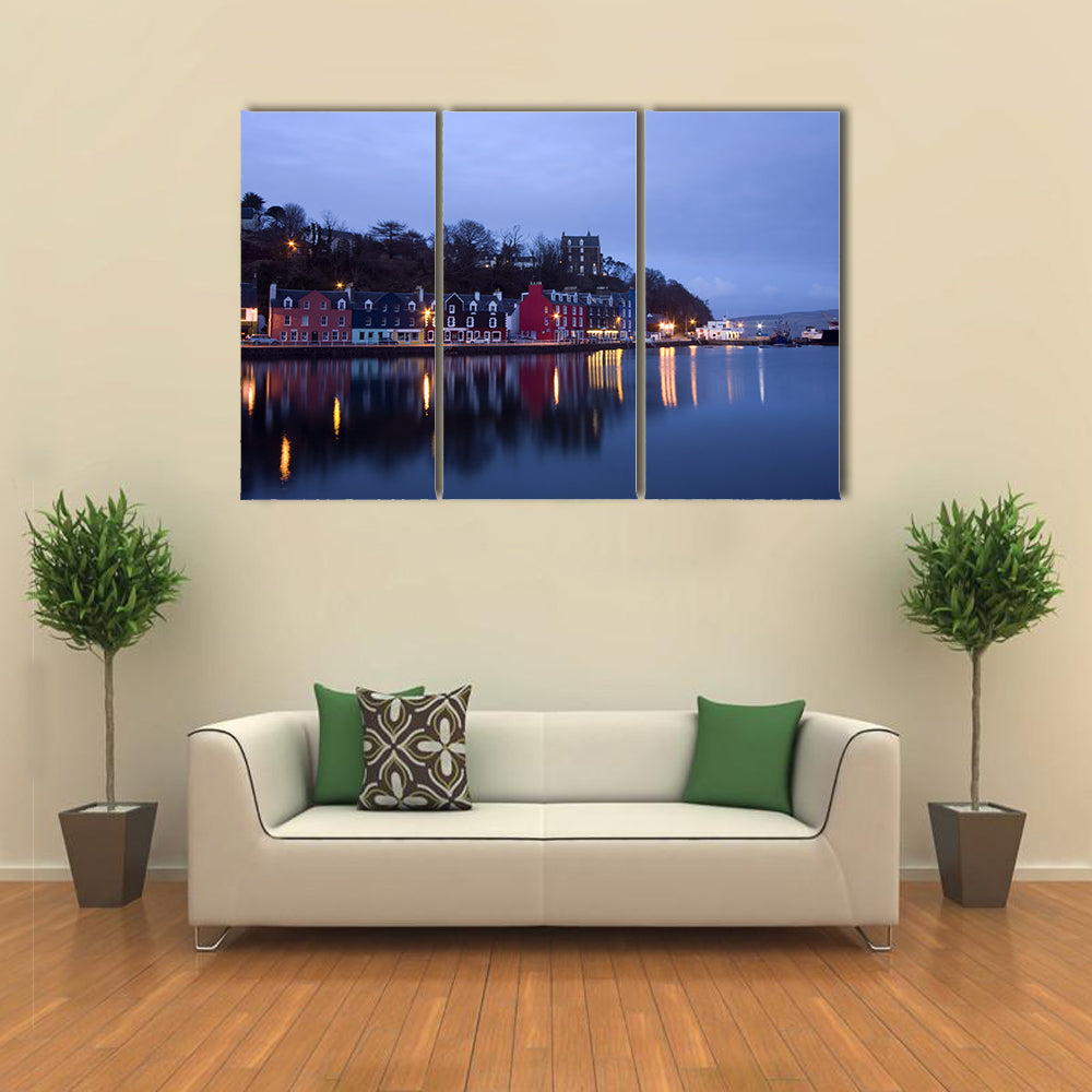 Tobermory Harbor Reflections at Twilight Canvas Wall Art