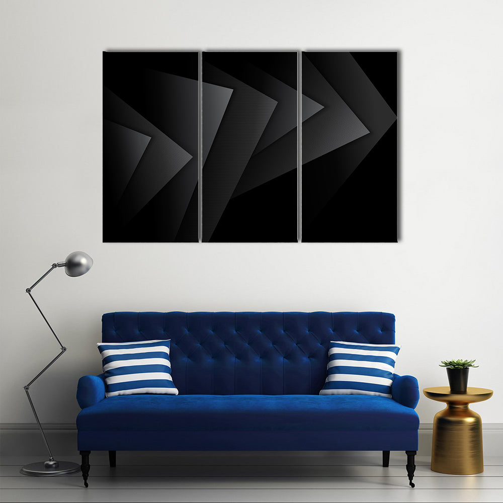 Dark Textured Geometric Layers Canvas Wall Art