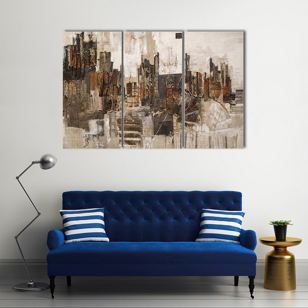 Textured Abstract Urban Skyline Canvas Wall Art